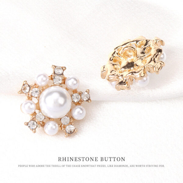 21mm White Pearl Metal Diamond-Inlaid Button for Fur Coats 8pcs - Image 3
