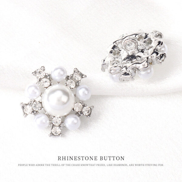 21mm White Pearl Metal Diamond-Inlaid Button for Fur Coats 8pcs - Image 4