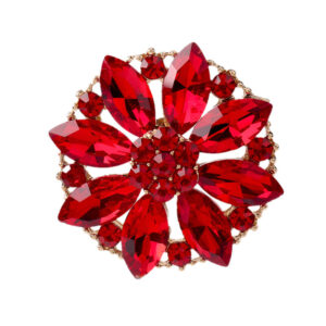 25/27/31mm Metal Red Rhinestone Floral Buttons for Vintage Fur Coats 4pcs
