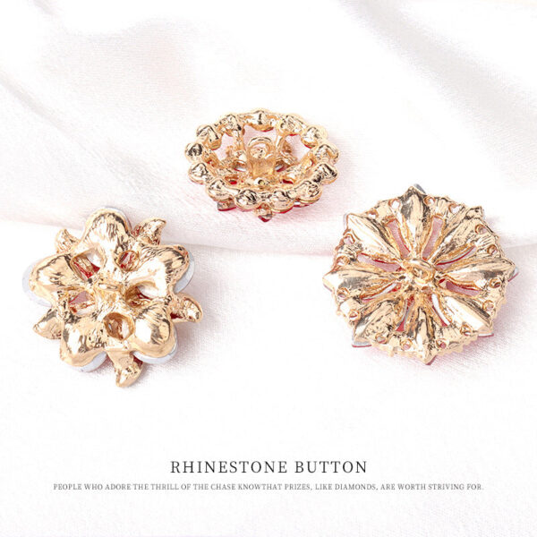 25/27/31mm Metal Red Rhinestone Floral Buttons for Vintage Fur Coats 4pcs - Image 3
