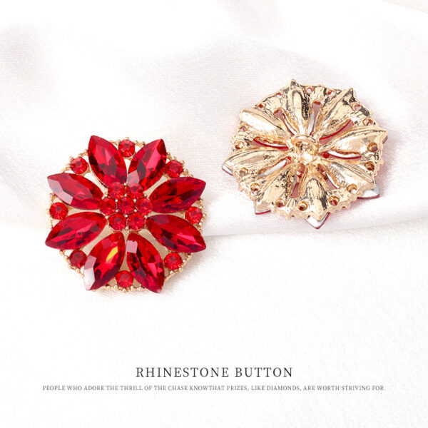 25/27/31mm Metal Red Rhinestone Floral Buttons for Vintage Fur Coats 4pcs - Image 6