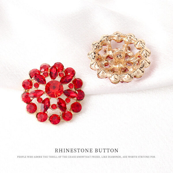 25/27/31mm Metal Red Rhinestone Floral Buttons for Vintage Fur Coats 4pcs - Image 4
