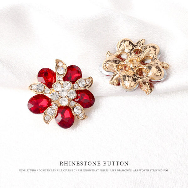 25/27/31mm Metal Red Rhinestone Floral Buttons for Vintage Fur Coats 4pcs - Image 5