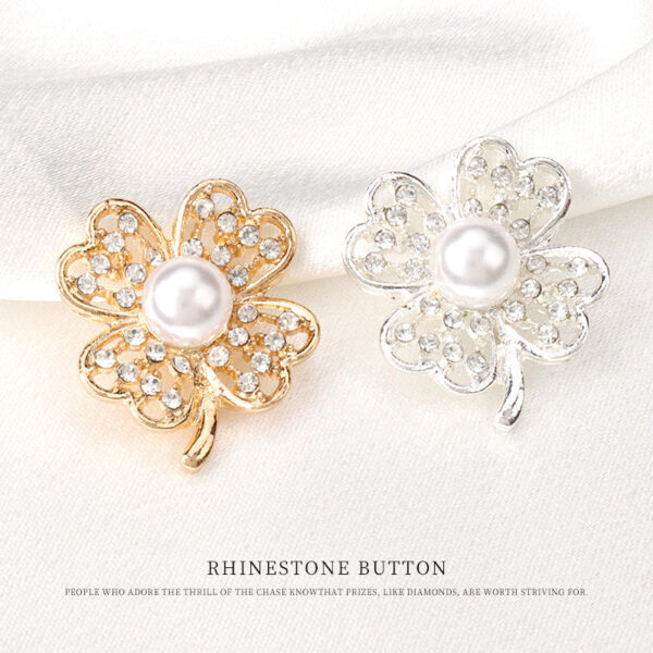 22mm Metal Pearl Rhinestone Decorative Diamond Floral Button 6pcs - Image 2