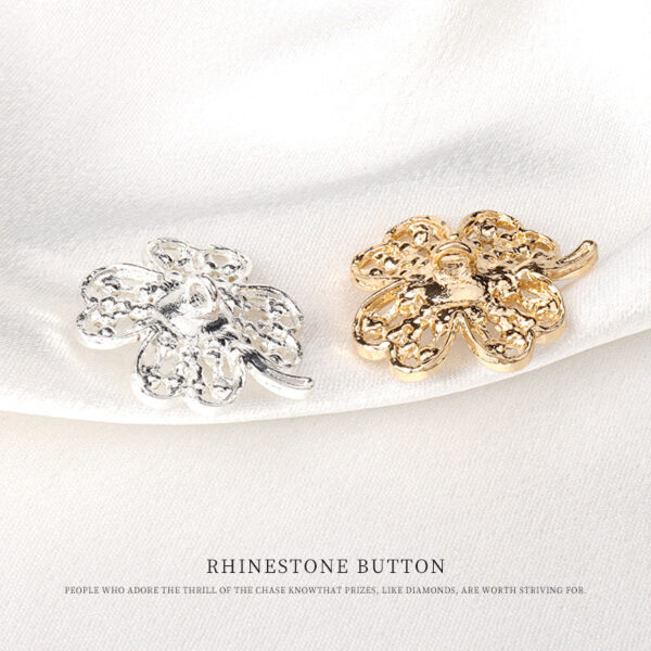 22mm Metal Pearl Rhinestone Decorative Diamond Floral Button 6pcs - Image 3