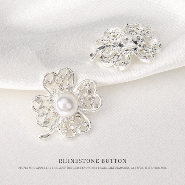 22mm Metal Pearl Rhinestone Decorative Diamond Floral Button 6pcs - Image 5