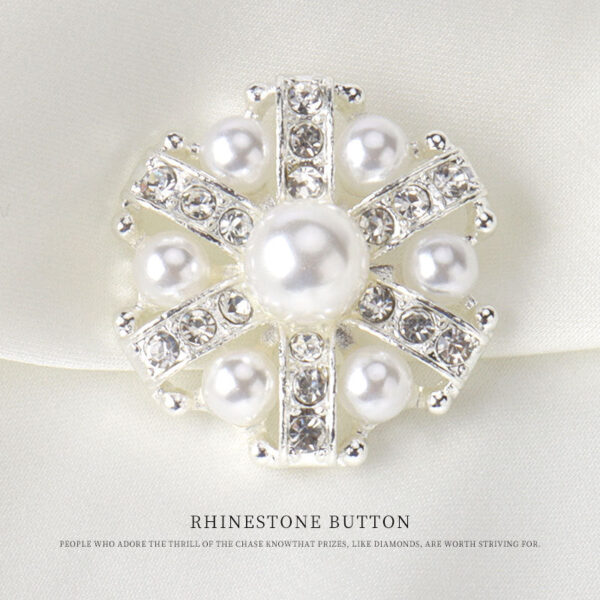 1 Inch Gold Silver Metal Rhinestone Pearl Button with Shank 6pcs - Image 5