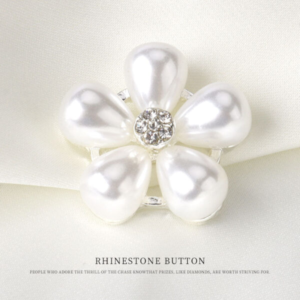 0.9inch Pearl Flower Rhinestone Button Metal Base with Shank 6pcs - Image 5