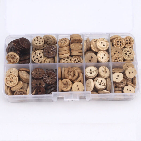 9-11mm Coconut Shell DIY Buttons 400 Pack (Assorted Styles) - Image 5