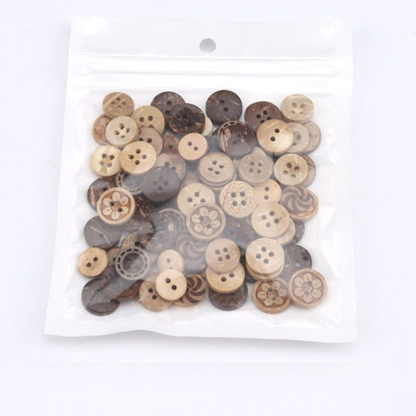 9-11mm Coconut Shell DIY Buttons 400 Pack (Assorted Styles) - Image 7