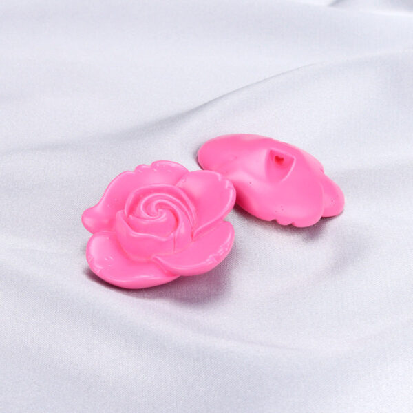 34mm Rose-Pink Flower Shape Buttons for Coats and Garments 6pcs - Image 2
