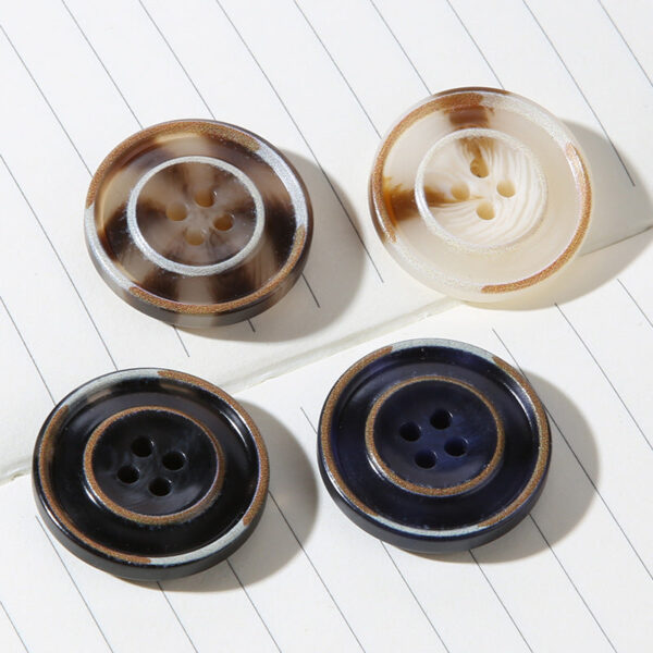 15/18/20/23/25mm Round Four Hole Resin Burnished Edge Buttons 50pcs - Image 2