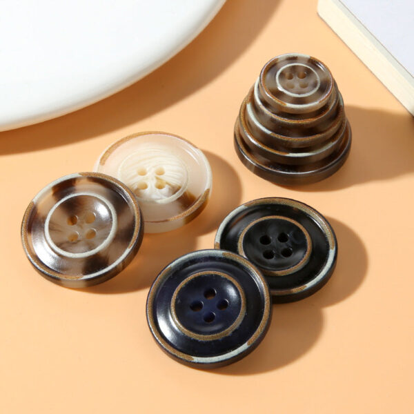 15/18/20/23/25mm Round Four Hole Resin Burnished Edge Buttons 50pcs - Image 3