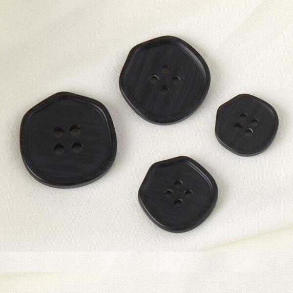 18-28mm Black Beige Khaki Geometric 4-Hole Wood Grain Resin Buttons 20PCS - Image 4