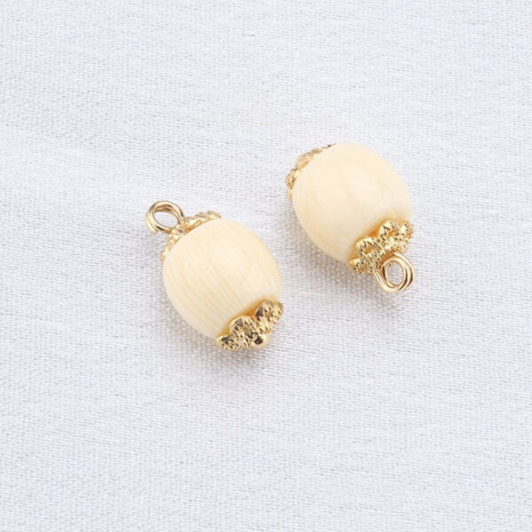 10mm Beige Resin Bead Frog Buttons Gold Studs for Chinese Cheongsam 20pcs - Image 3
