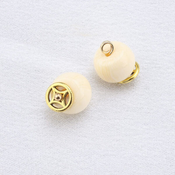10mm Beige Resin Bead Frog Buttons Gold Studs for Chinese Cheongsam 20pcs - Image 5