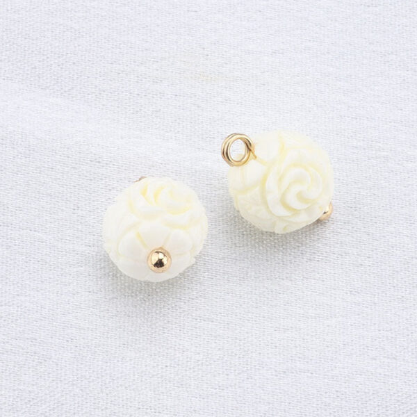 10mm Beige Resin Bead Frog Buttons Gold Studs for Chinese Cheongsam 20pcs - Image 7