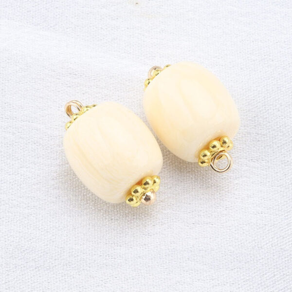 10mm Beige Resin Bead Frog Buttons Gold Studs for Chinese Cheongsam 20pcs - Image 11
