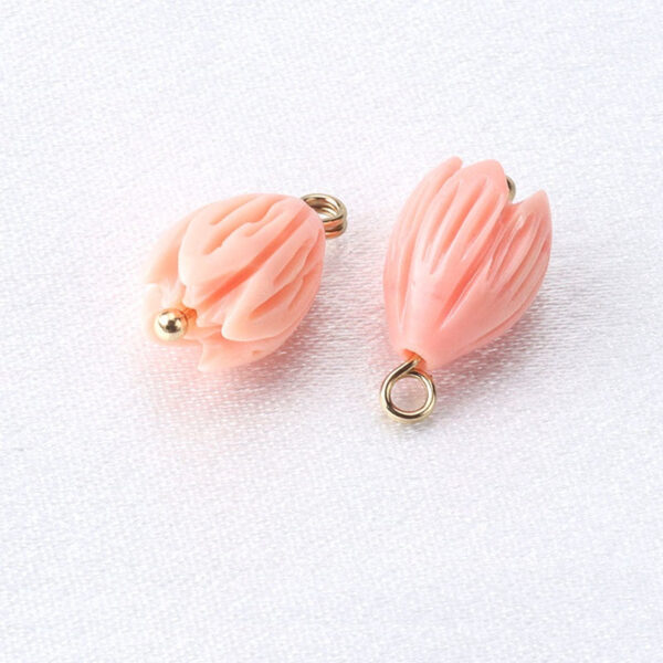 10mm Pink Flower Shaped Resin Bead Buttons with Gold Studs 12pcs - Image 2
