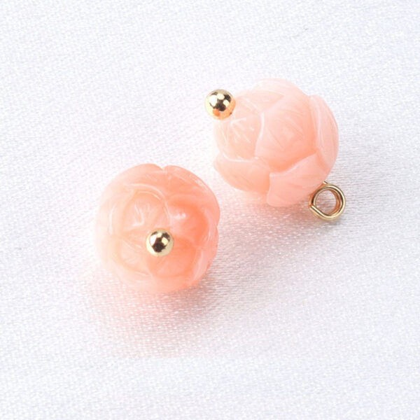 10mm Pink Flower Shaped Resin Bead Buttons with Gold Studs 12pcs - Image 4