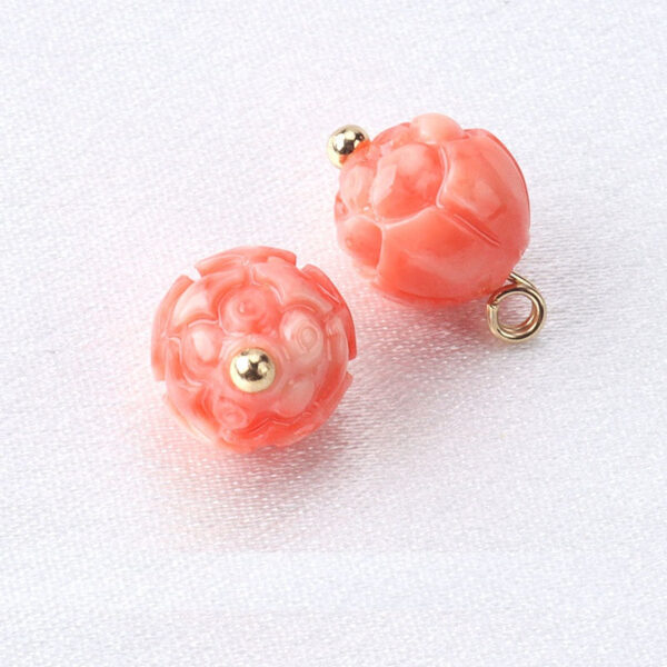 10mm Pink Flower Shaped Resin Bead Buttons with Gold Studs 12pcs - Image 7