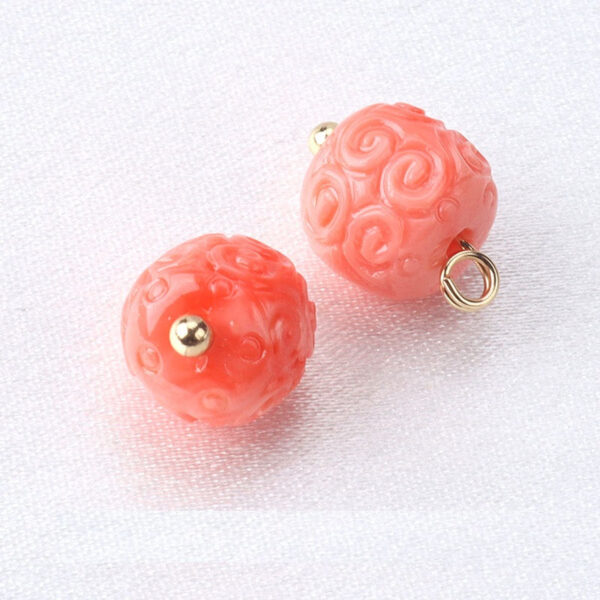 10mm Pink Flower Shaped Resin Bead Buttons with Gold Studs 12pcs - Image 8