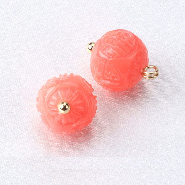 10mm Pink Flower Shaped Resin Bead Buttons with Gold Studs 12pcs - Image 5