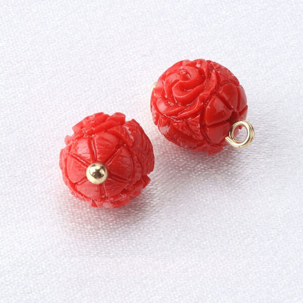 10mm Pink Flower Shaped Resin Bead Buttons with Gold Studs 12pcs - Image 9