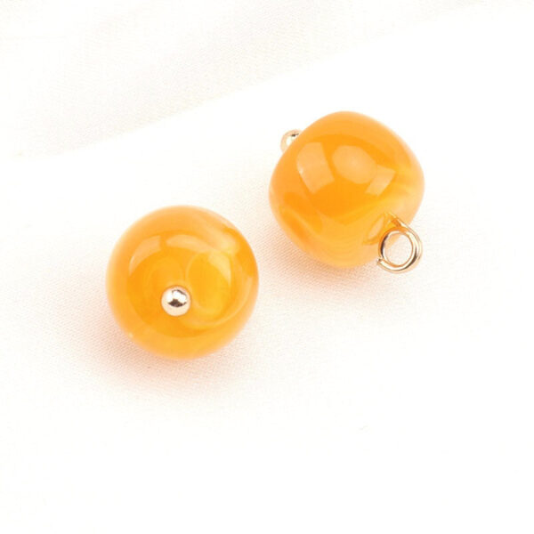 12mm Resin Yellow Bead Buttons with Gold Studs for Chinese Cheongsam 20pcs - Image 2