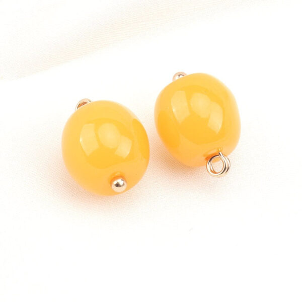 12mm Resin Yellow Bead Buttons with Gold Studs for Chinese Cheongsam 20pcs - Image 3
