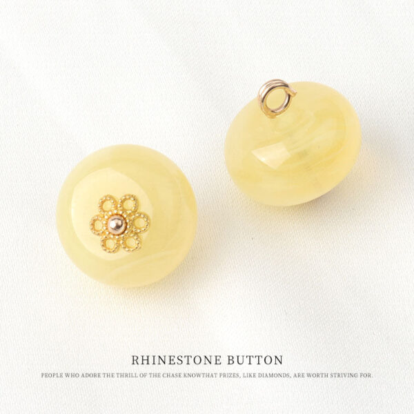 13mm Yellow Resin Chinese Bead Frog Buttons with Floral Base 20 Pack - Image 2