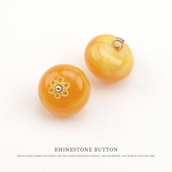 13mm Yellow Resin Chinese Bead Frog Buttons with Floral Base 20 Pack - Image 5