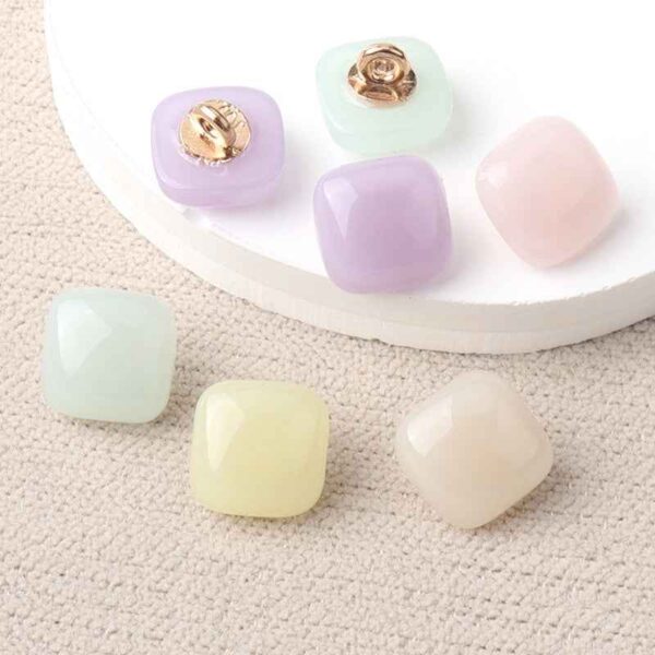 10.5mm Colorful Resin Square Buttons for Children's Sweaters Dresses 36 Pack