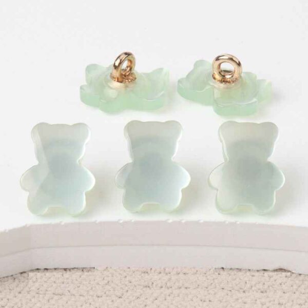 12mm Resin Pearlized Bear Shaped Buttons for Children's Clothing 30 Pack