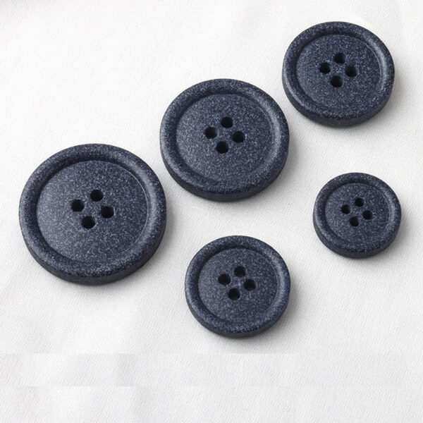 15-25mm Round Beige Blue Frosted Resin Recycled Four-Hole Buttons 30 Pack - Image 2