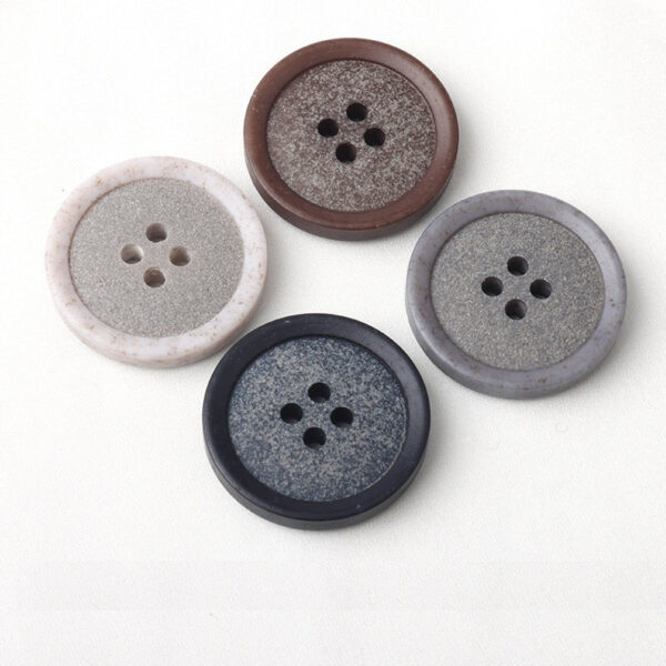 15-25mm Beige Gray Frosted Resin Recycled Four-Hole Buttons 30 Pack - Image 3