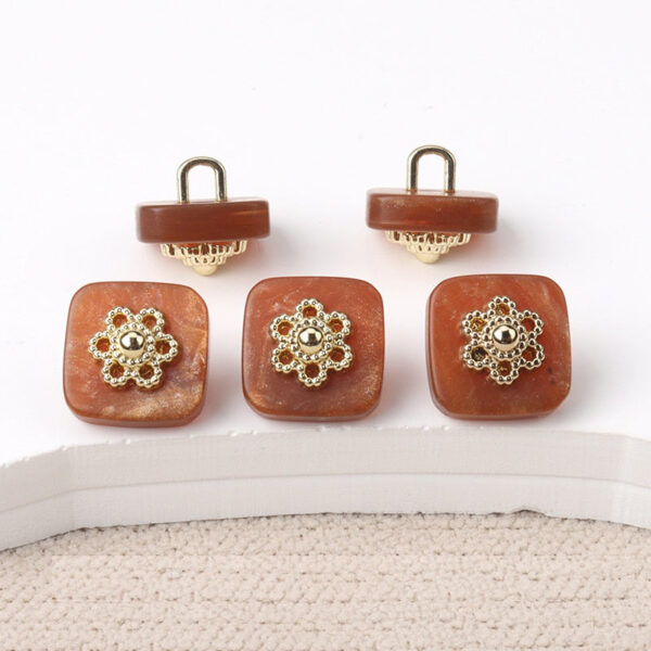 10mm Chinese Style Square Resin Buttons with Metal Shanks 20pcs - Image 3