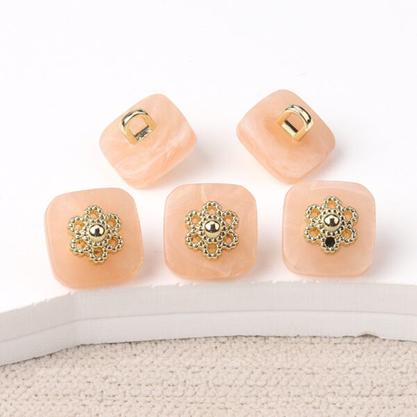 10mm Chinese Style Square Resin Buttons with Metal Shanks 20pcs - Image 4