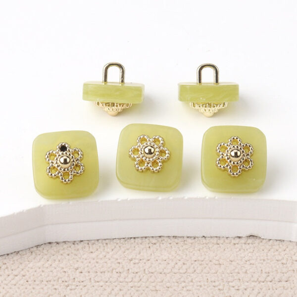 10mm Chinese Style Square Resin Buttons with Metal Shanks 20pcs - Image 5