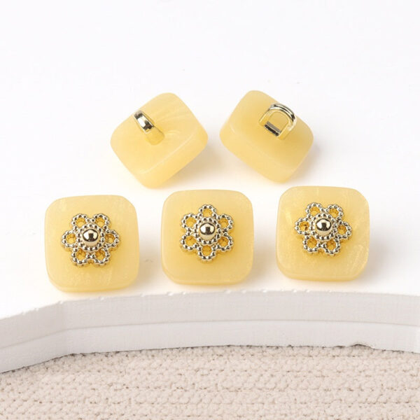 10mm Chinese Style Square Resin Buttons with Metal Shanks 20pcs - Image 6