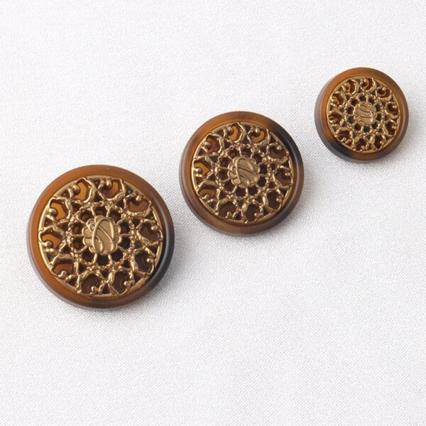 17.5/22.5/25mm Coffee Colored Shank Resin Metal Combined Buttons 15 Pack - Image 2