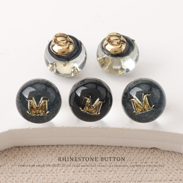 10mm Black White Pink Resin Bead Buttons with Metal Handles Letter D/M - Image 7