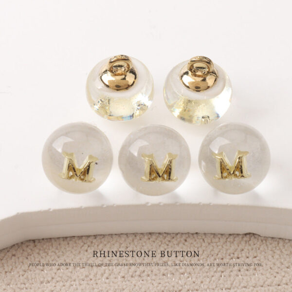 10mm Black White Pink Resin Bead Buttons with Metal Handles Letter D/M - Image 4