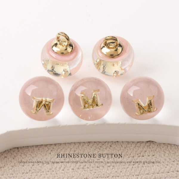 10mm Black White Pink Resin Bead Buttons with Metal Handles Letter D/M - Image 3