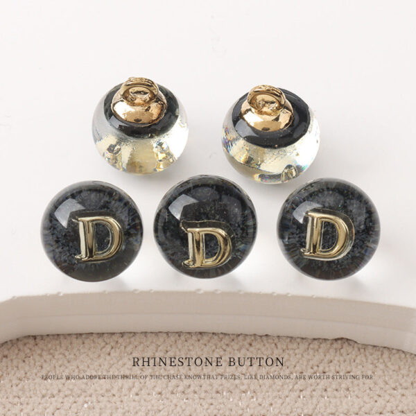 10mm Black White Pink Resin Bead Buttons with Metal Handles Letter D/M - Image 6