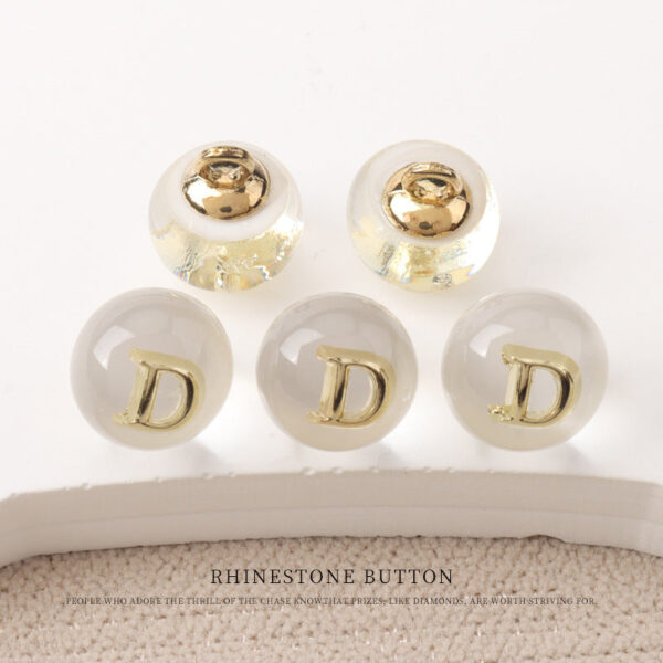 10mm Black White Pink Resin Bead Buttons with Metal Handles Letter D/M - Image 5