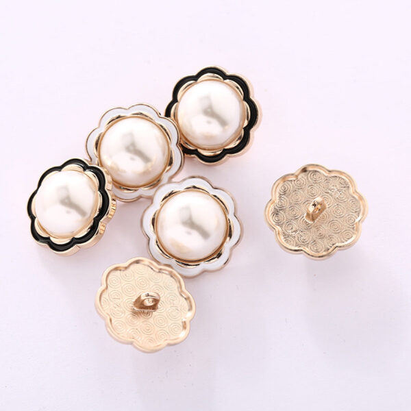 11.5/12.5mm Pearl Oiled Flower Metal Small Button for Shirt Cuffs 20pcs - Image 2