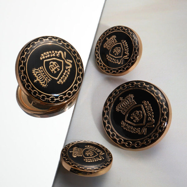 Vintage British College Style Crown Chain Pattern Alloy Jacket Buttons 10pcs - Image 3