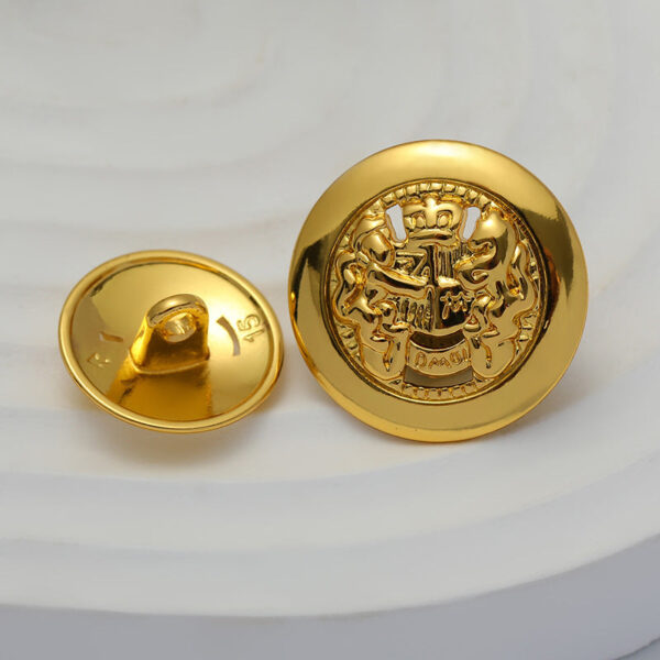 15-20mm Double Lion Hollowed Vintage Gold Metal Button 10pcs - Image 2