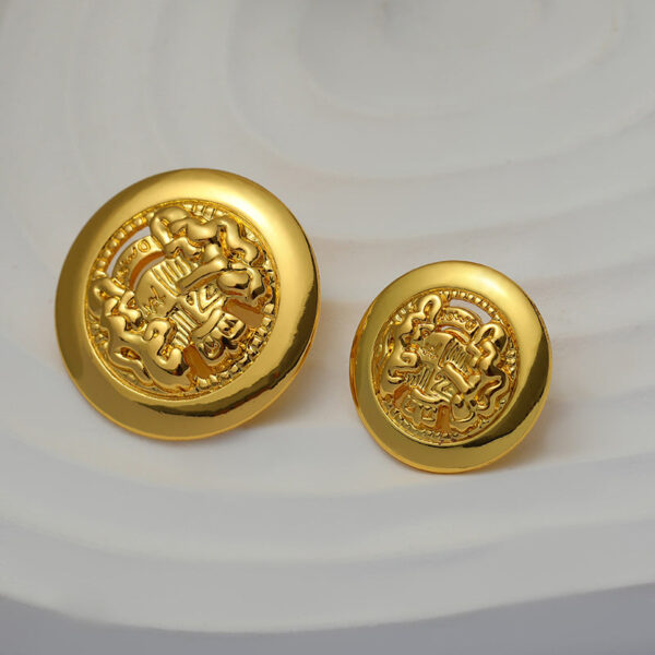 15-20mm Double Lion Hollowed Vintage Gold Metal Button 10pcs - Image 4